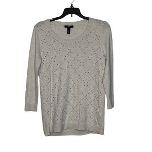 Gap Sweater Size Small‎ Oatmeal Heather With Beaded Diamond Pattern Womens